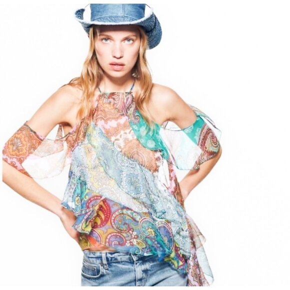 Zara Sheer Colourful Cropped Top Bundle L NWT - Picture 4 of 13